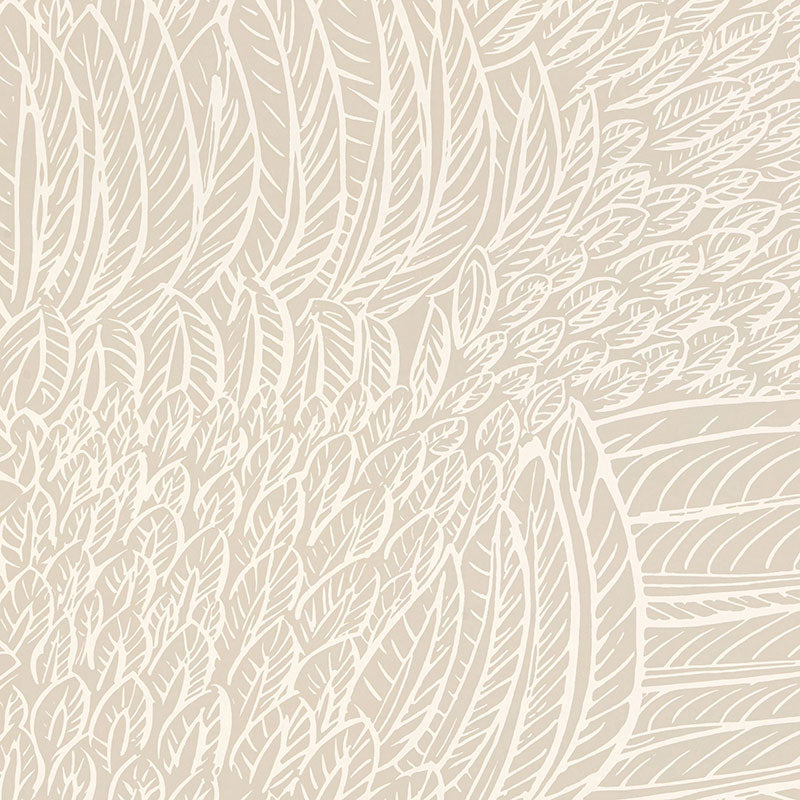 Featherfest wallpaper in natural color - pattern number 5007561 - by Schumacher in the Drawn from Nature collection