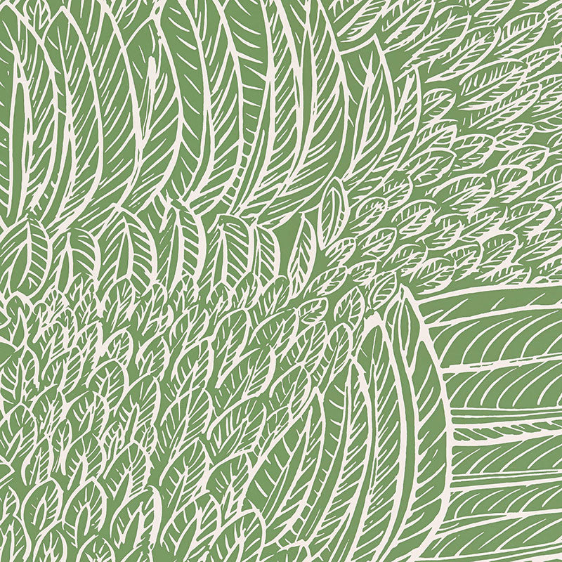 Featherfest wallpaper in leaf color - pattern number 5007563 - by Schumacher in the Drawn from Nature collection