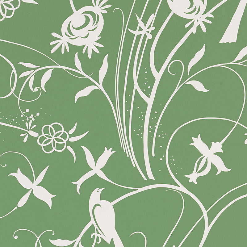 Sky Meadow fabric in green color - pattern number 5007623 - by Schumacher in the Drawn from Nature collection