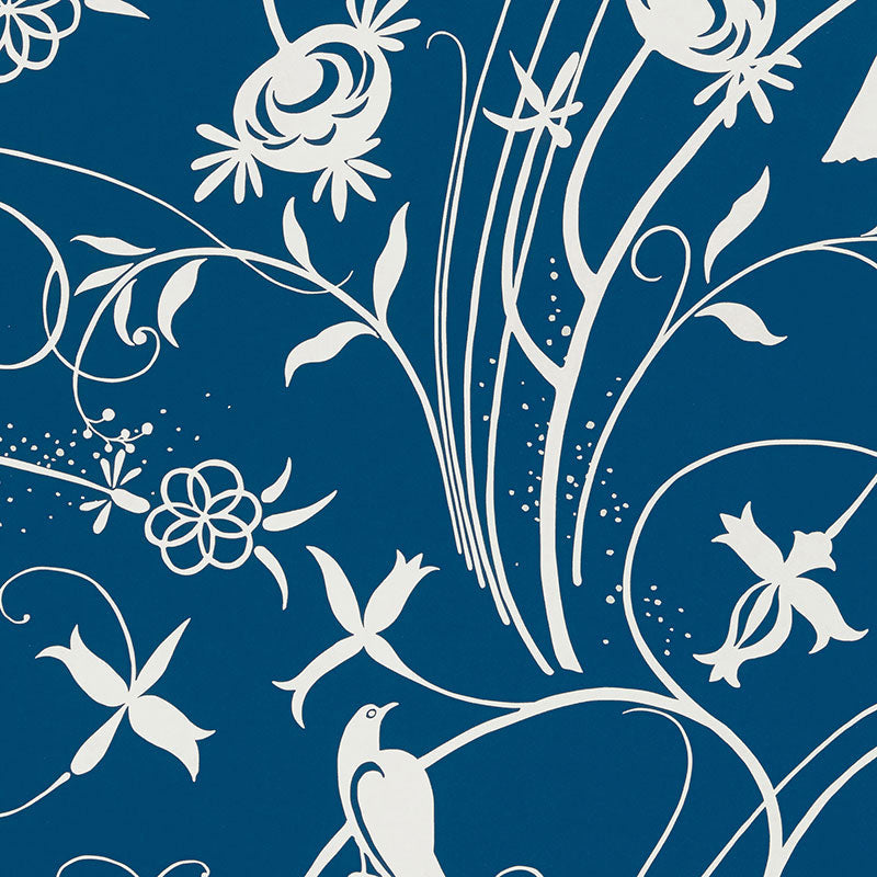 Sky Meadow fabric in blue color - pattern number 5007624 - by Schumacher in the Drawn from Nature collection
