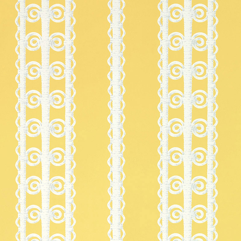 Wicker Stripe wallpaper in lemon blossom color - pattern number 5007722 - by Schumacher in the Celerie Kemble collection