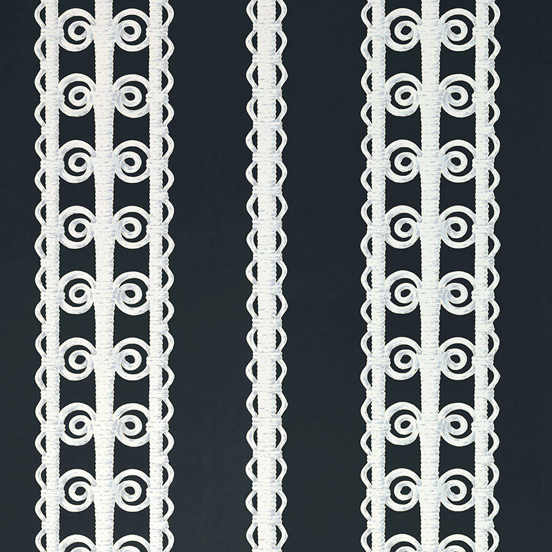 Wicker Stripe wallpaper in licorice color - pattern number 5007724 - by Schumacher in the Celerie Kemble collection
