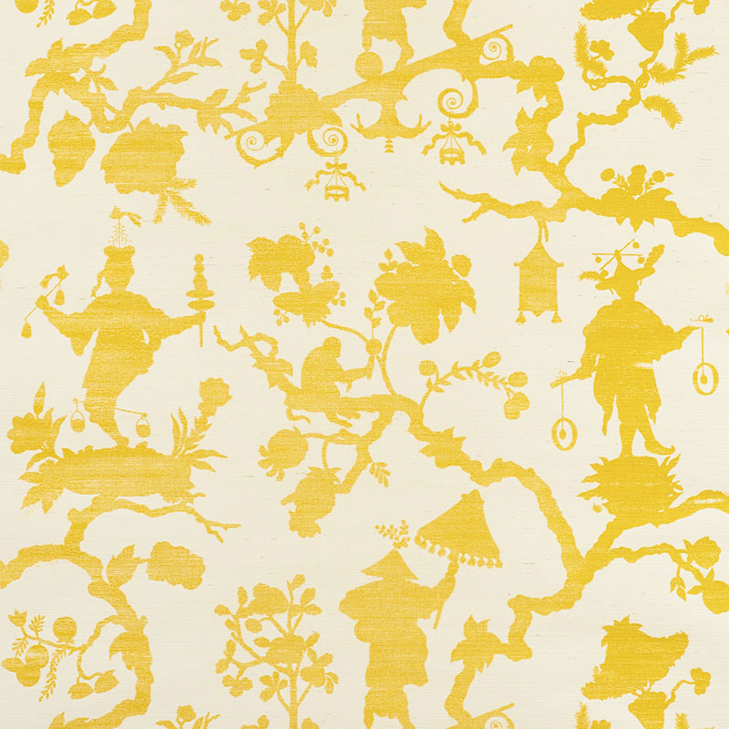 Shantung Silhouette Sisal wallpaper in yellow color - pattern number 5008250 - by Schumacher in the Shangri La collection