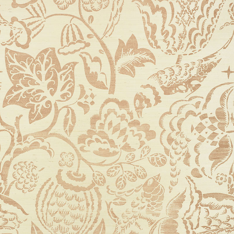 Uccello Sisal wallpaper in blush color - pattern number 5008260 - by Schumacher in the Shangri La collection