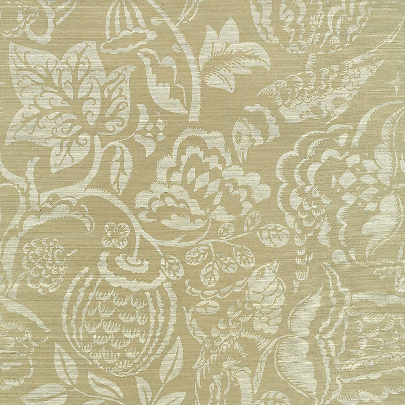 Uccello Sisal wallpaper in sage color - pattern number 5008261 - by Schumacher in the Shangri La collection