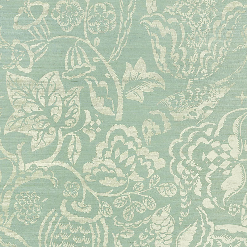 Uccello Sisal wallpaper in sky color - pattern number 5008262 - by Schumacher in the Shangri La collection