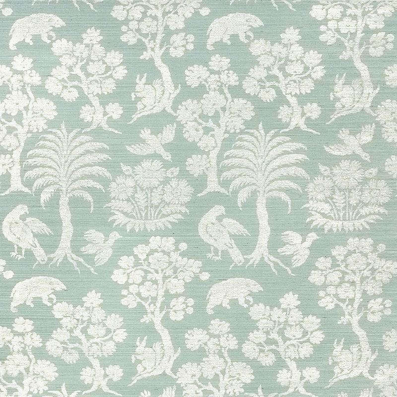 Woodland Silhouette Sisal wallpaper in sky color - pattern number 5008284 - by Schumacher in the Shangri La collection