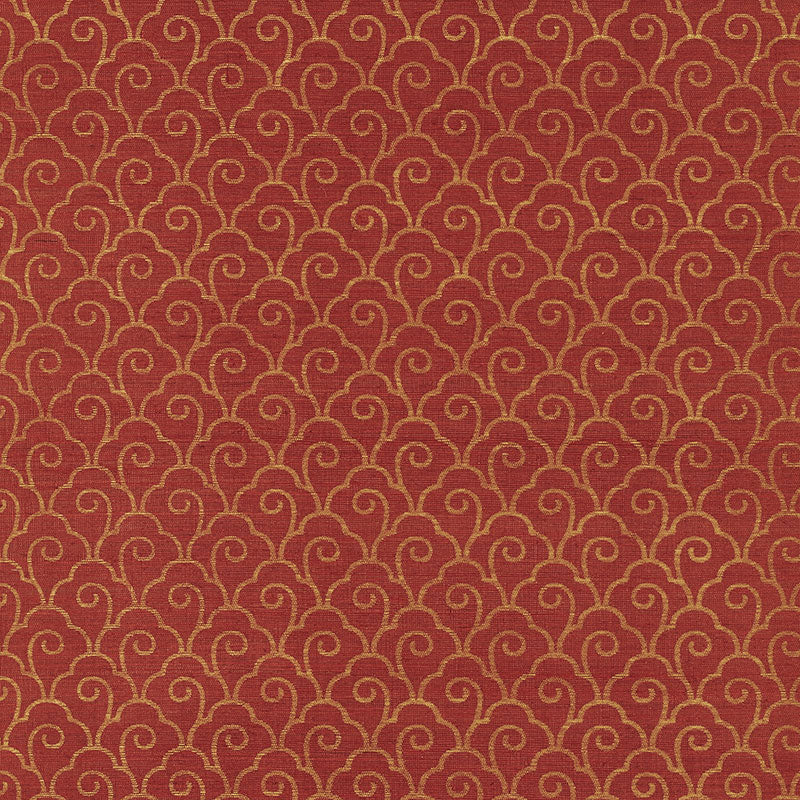 Scallop Filigree Sisal wallpaper in gold on lacquer color - pattern number 5008302 - by Schumacher in the Shangri La collection
