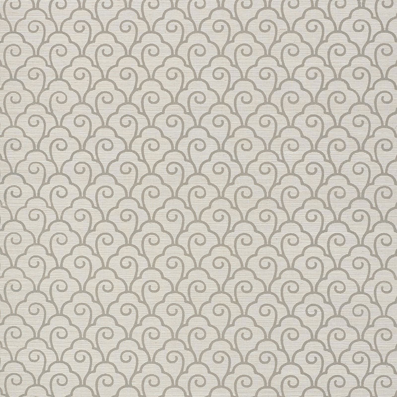 Scallop Filigree Sisal wallpaper in fog color - pattern number 5008303 - by Schumacher in the Shangri La collection
