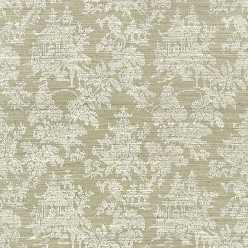 Brighton Sisal wallpaper in sage color - pattern number 5008322 - by Schumacher in the Shangri La collection