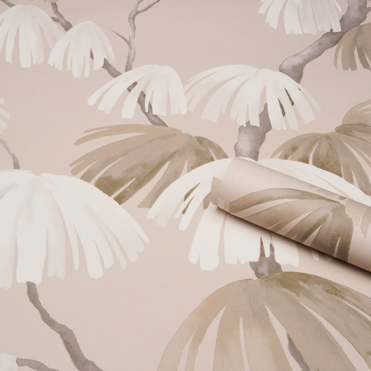 Weeping Pine Wallpaper in taupe color - pattern number 5008334 - by Schumacher in the Perennial Favorites collection