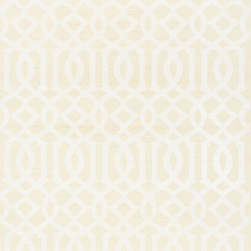 Imperial Trellis Sisal wallpaper in ivory color - pattern number 5008350 - by Schumacher in the Shangri La collection