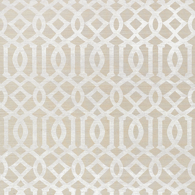 Imperial Trellis Sisal wallpaper in sand color - pattern number 5008351 - by Schumacher in the Shangri La collection
