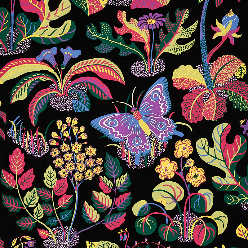 Exotic Butterfly wallpaper in black color - pattern number 5008422 - by Schumacher in the Signature Schumacher collection