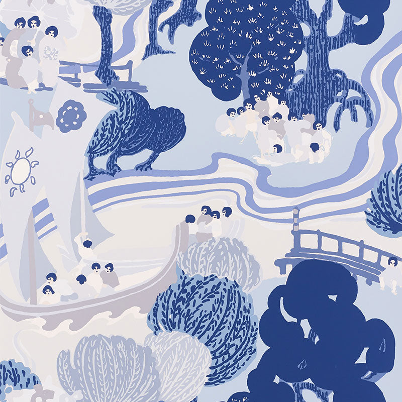 Pearl River wallpaper in blues color - pattern number 5008441 - by Schumacher in the Signature Schumacher collection