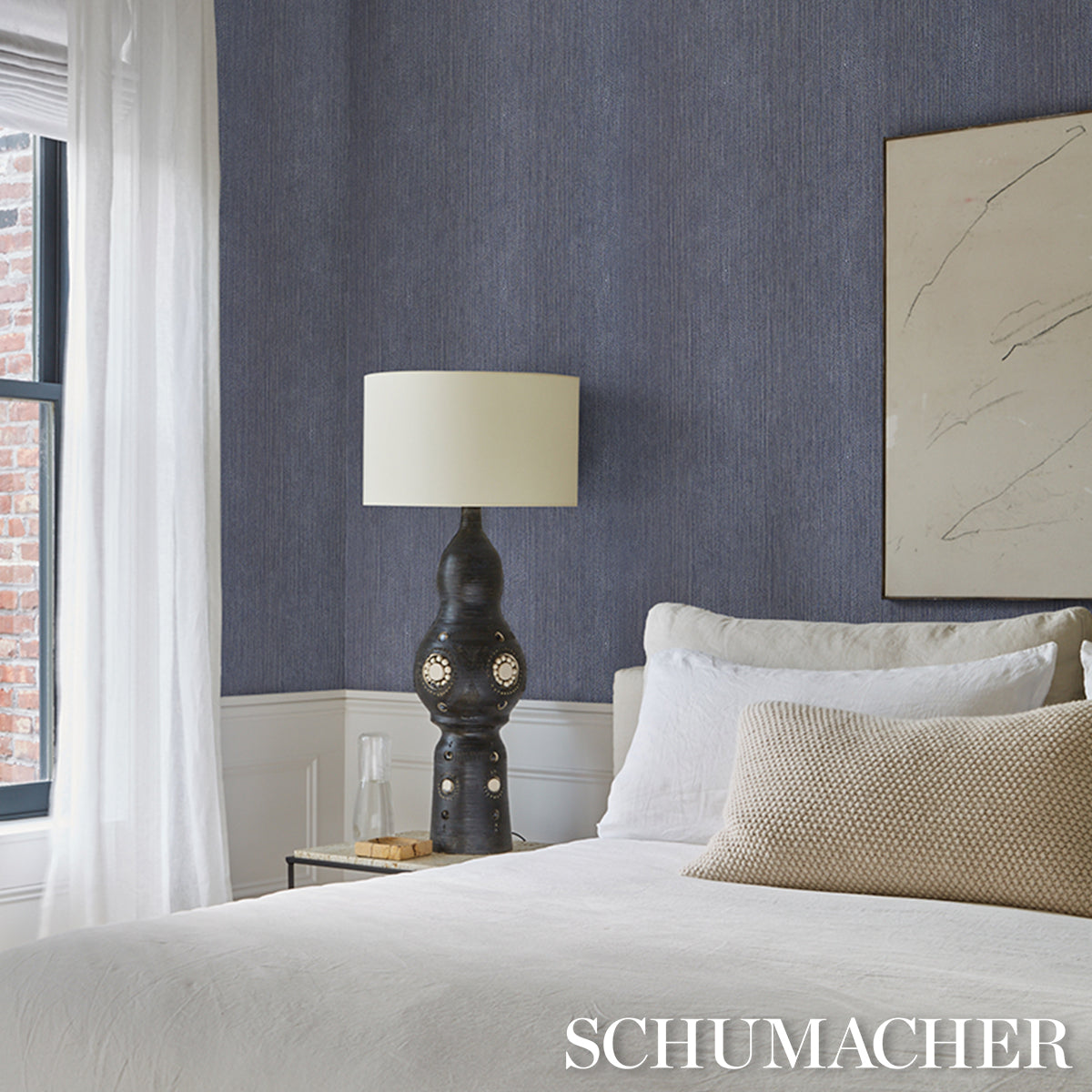 Carlisle Wallpaper in blue color - pattern number 5008482 - by Schumacher in the Novelty and Textured Wallcovering collection