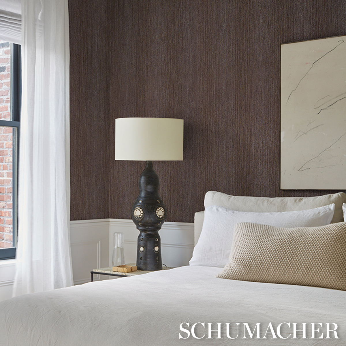 Carlisle Wallpaper in brown color - pattern number 5008483 - by Schumacher in the Novelty and Textured Wallcovering collection