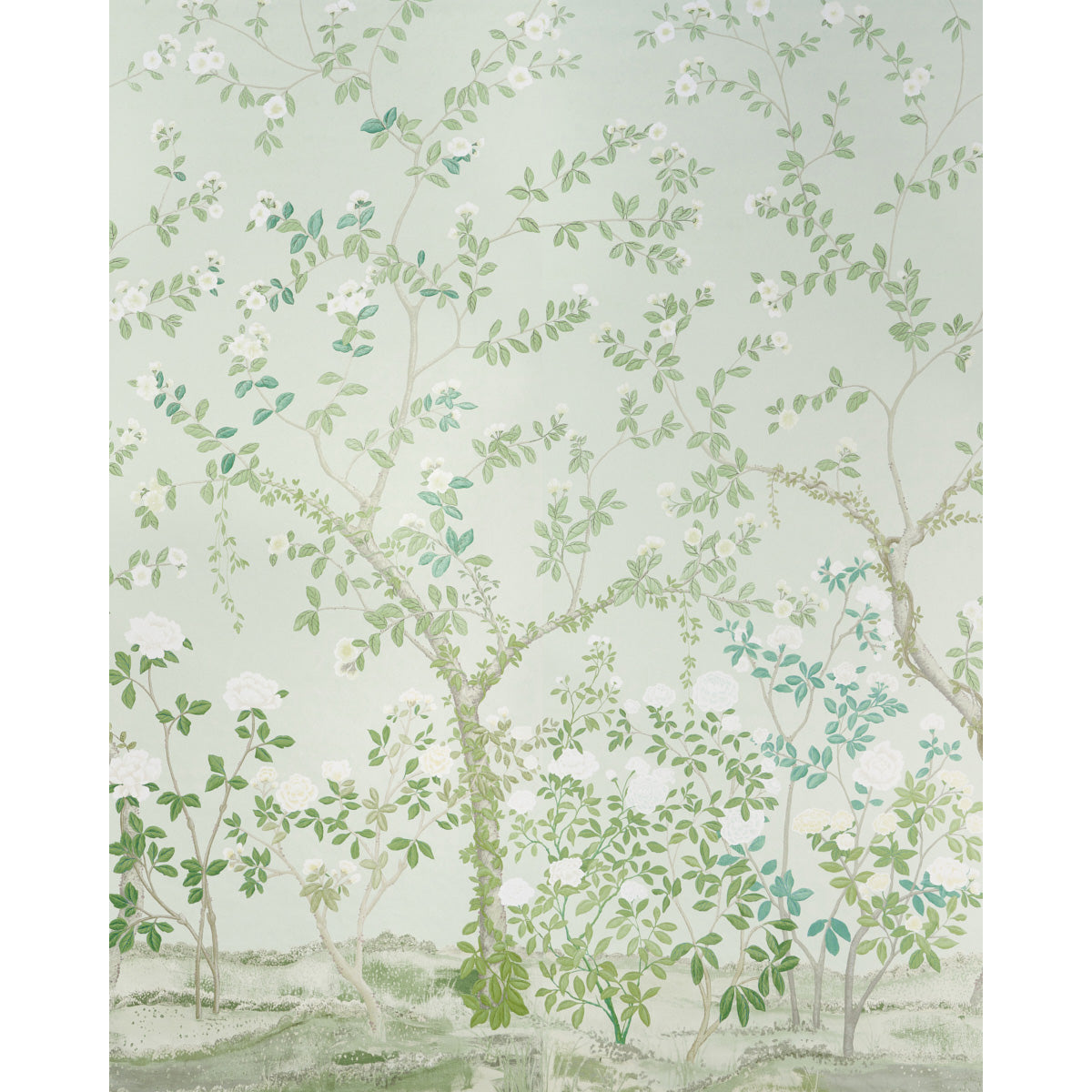 Madame De Pompadour Panel Set fabric in green color - pattern number 5008543 - by Schumacher in the Panels Collection collection