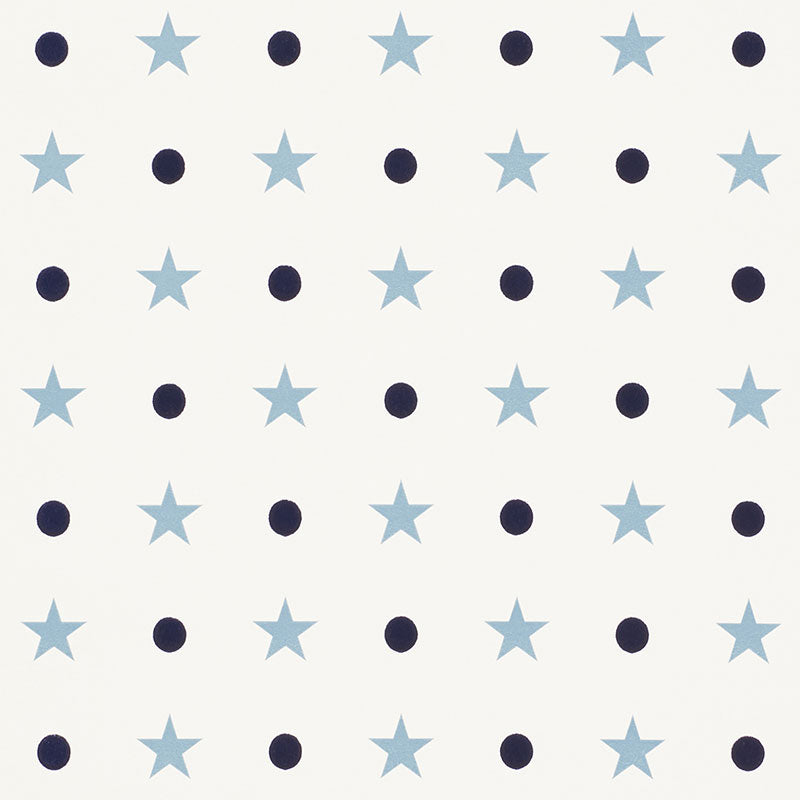 Etoiles Et Points wallpaper in blues color - pattern number 5008550 - by Schumacher in the French Revolution collection
