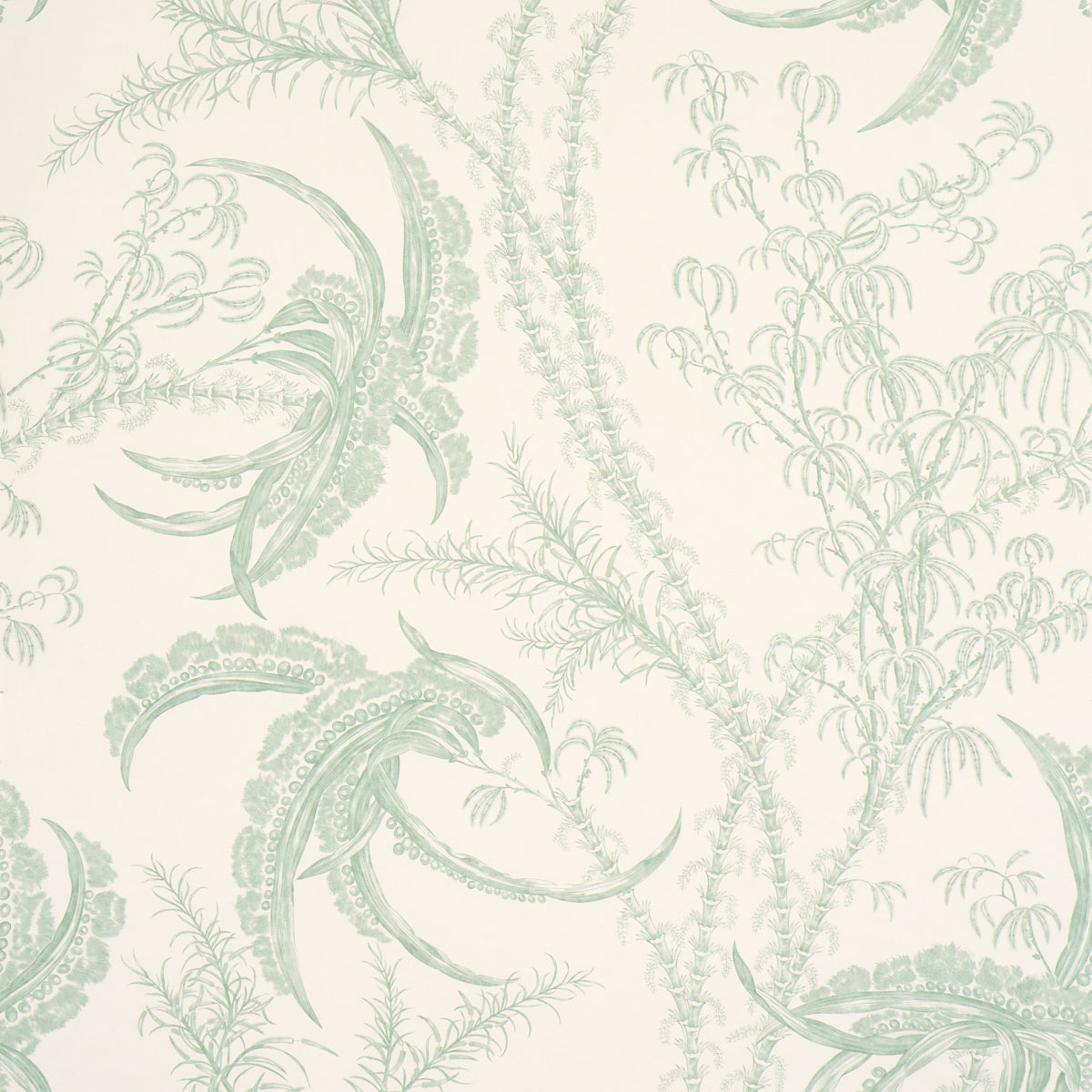 Ocean Toile wallpaper in eucalyptus on linen color - pattern number 5008721 - by Schumacher in the A Love Affair collection