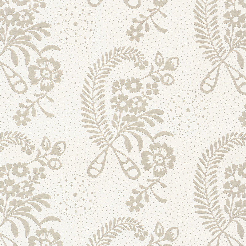 Millicent wallpaper in grisaille color - pattern number 5008810 - by Schumacher in the Wallflowers collection