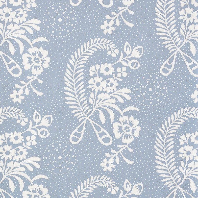 Millicent wallpaper in delft color - pattern number 5008813 - by Schumacher in the Wallflowers collection