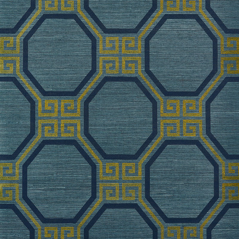 Octavia Sisal wallpaper in peacock color - pattern number 5008932 - by Schumacher in the Orient Express Schumacher collection