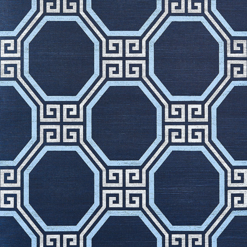 Octavia Sisal wallpaper in navy color - pattern number 5008933 - by Schumacher in the Orient Express Schumacher collection