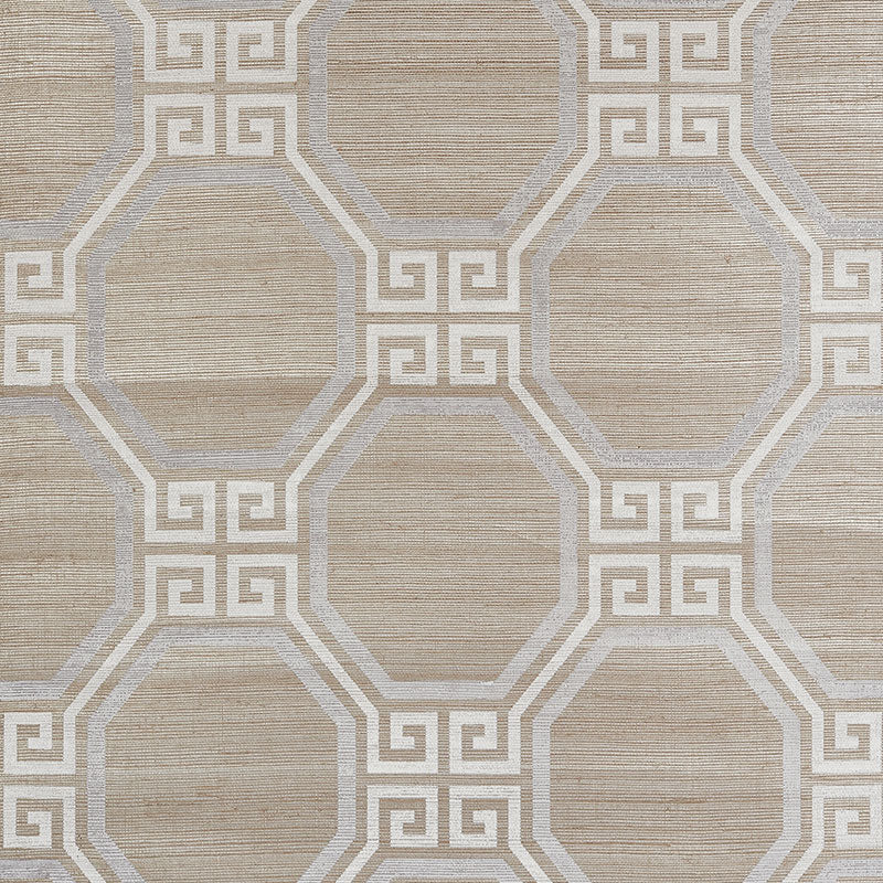 Octavia Hemp Shimmer wallpaper in quartz color - pattern number 5008980 - by Schumacher in the Orient Express Schumacher collection