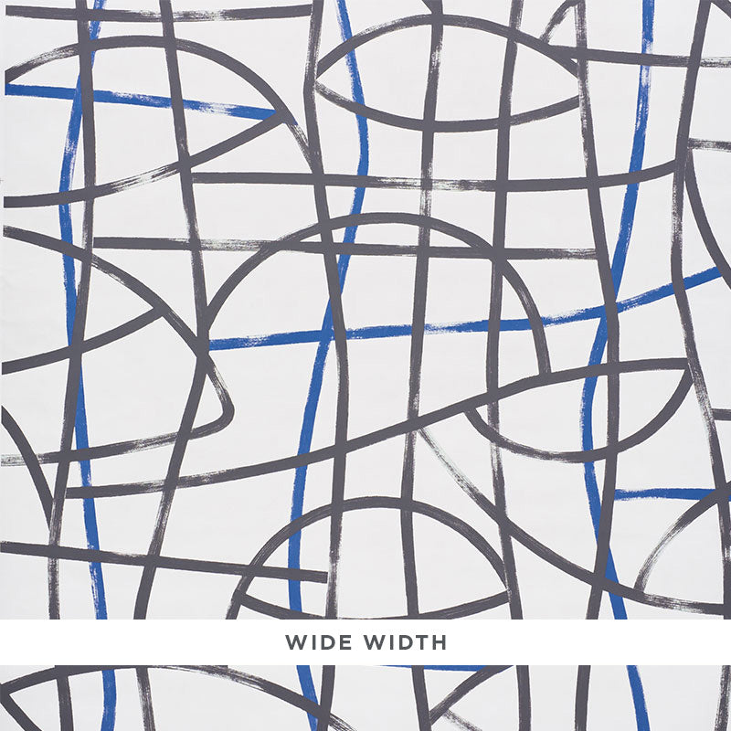 Abstratto wallpaper in black and cobalt color - pattern number 5009071 - by Schumacher in the Broad Strokes collection