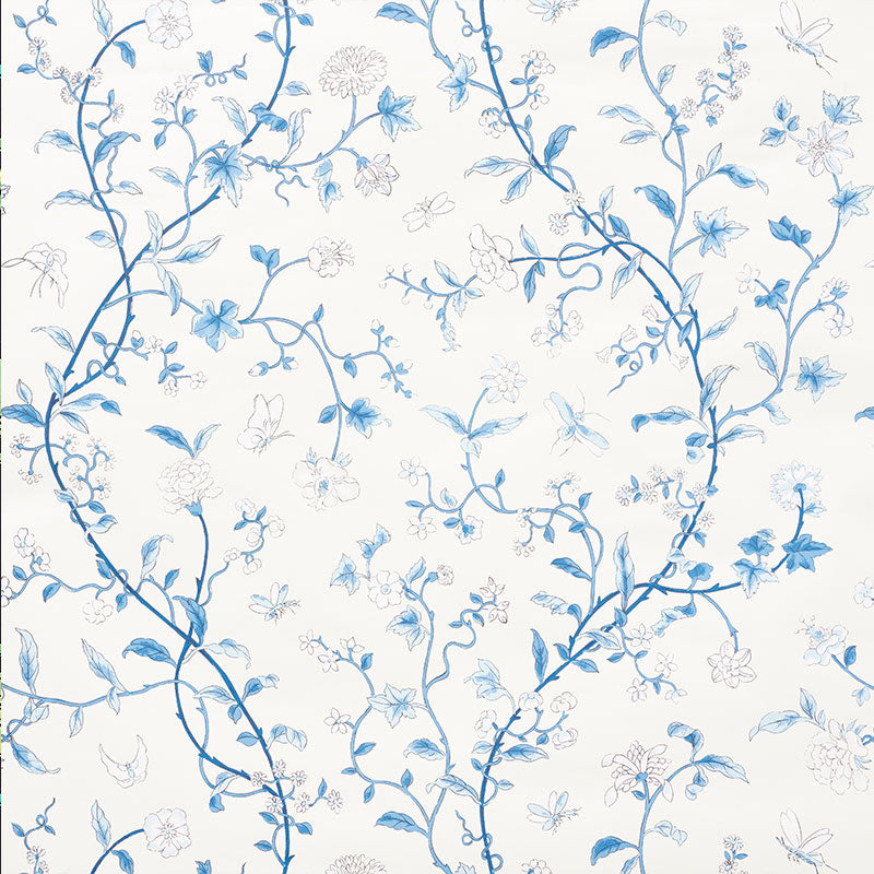 Floraison wallpaper in porcelain color - pattern number 5009110 - by Schumacher in the Signature Schumacher collection