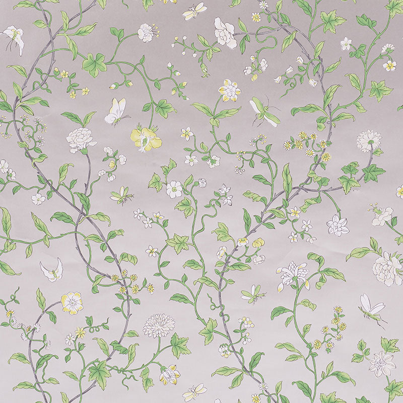 Floraison wallpaper in citron shimmer color - pattern number 5009111 - by Schumacher in the Signature Schumacher collection