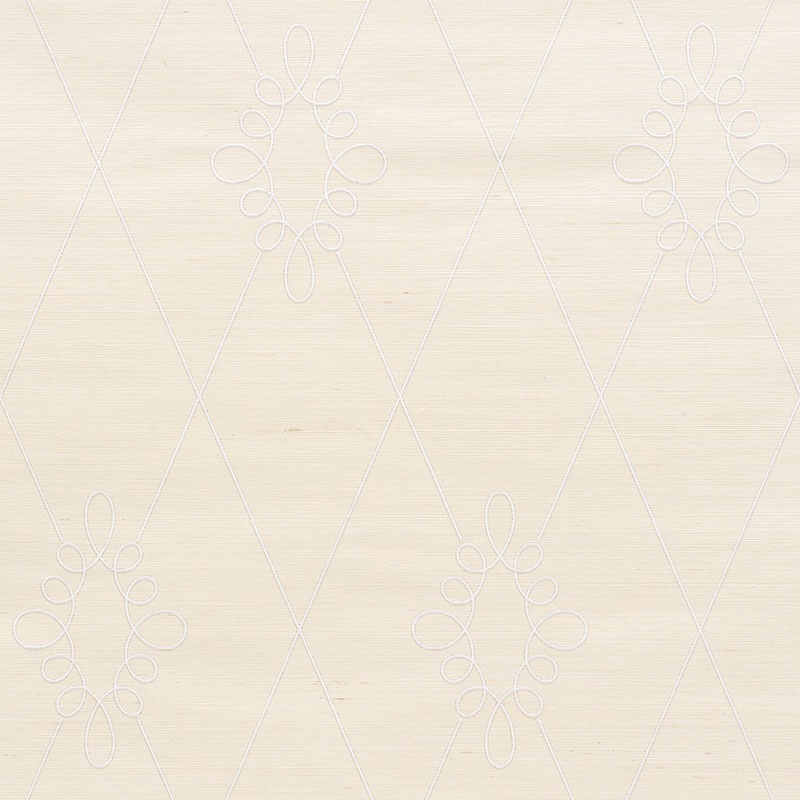 Sylvie Embroidered Sisal wallpaper in ivory color - pattern number 5009270 - by Schumacher in the Printed and Embellished Wallcoverings collection