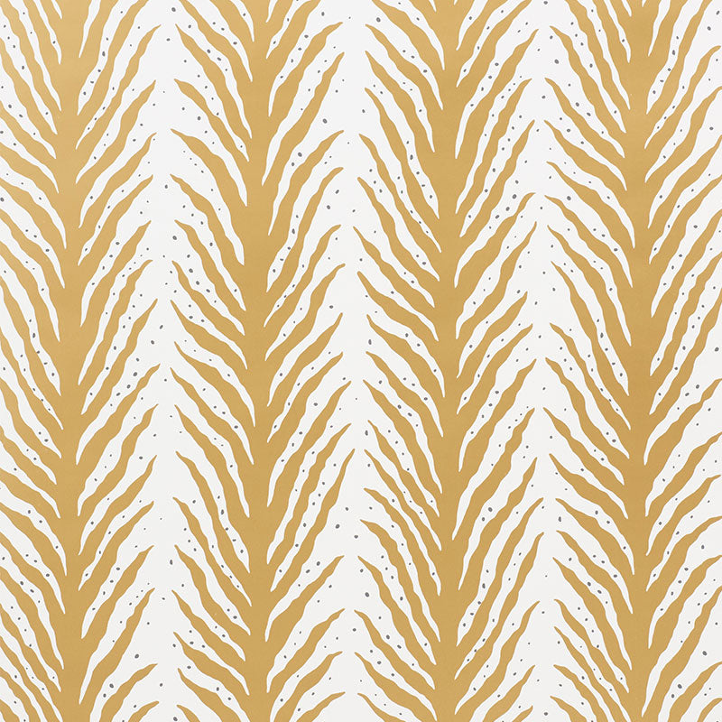 Creeping Fern fabric in gold color - pattern number 5009453 - by Schumacher in the Celerie Kemble collection