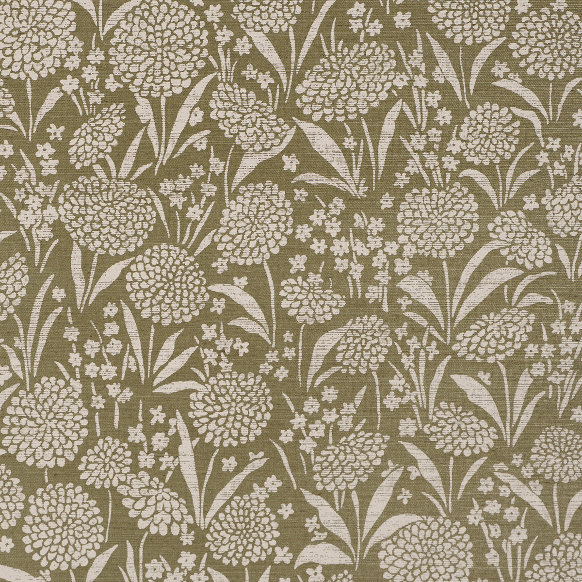Chrysanthemum Sisal Wallpaper in juniper color - pattern number 5009784 - by Schumacher in the Perennial Favorites collection