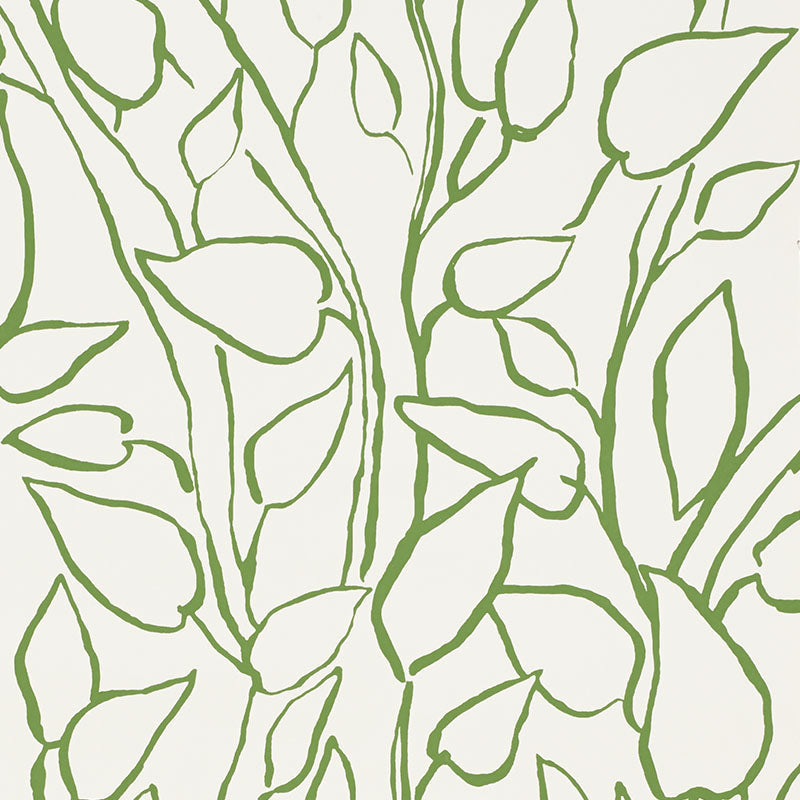 Solandra Vine wallpaper in leaf color - pattern number 5010070 - by Schumacher in the Freehand collection