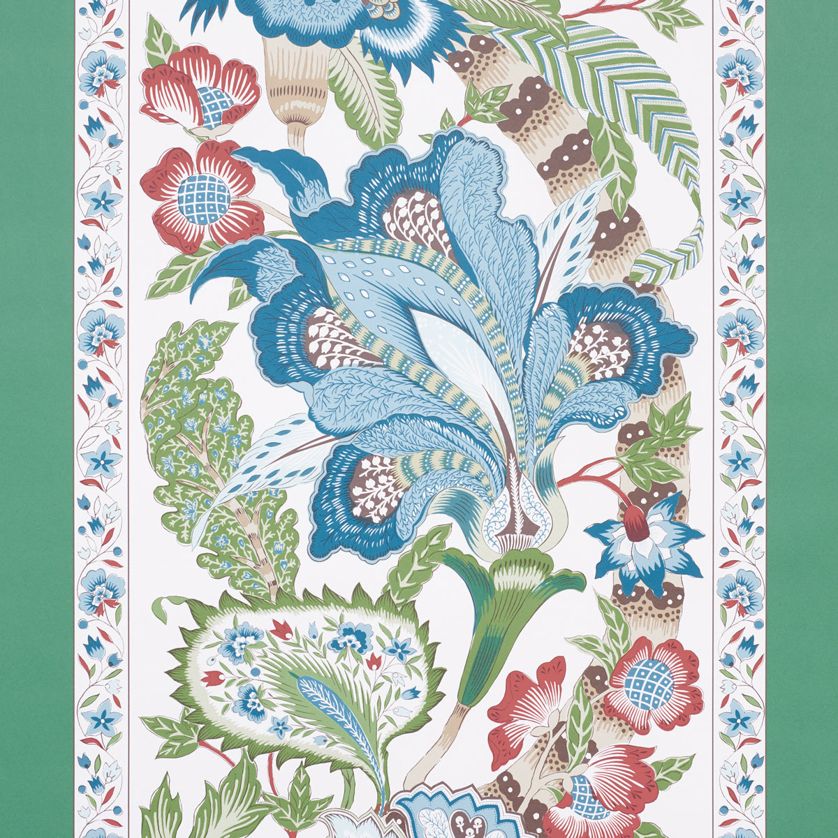 Anjou Stripe wallpaper in emerald color - pattern number 5010170 - by Schumacher in the Timothy Corrigan collection