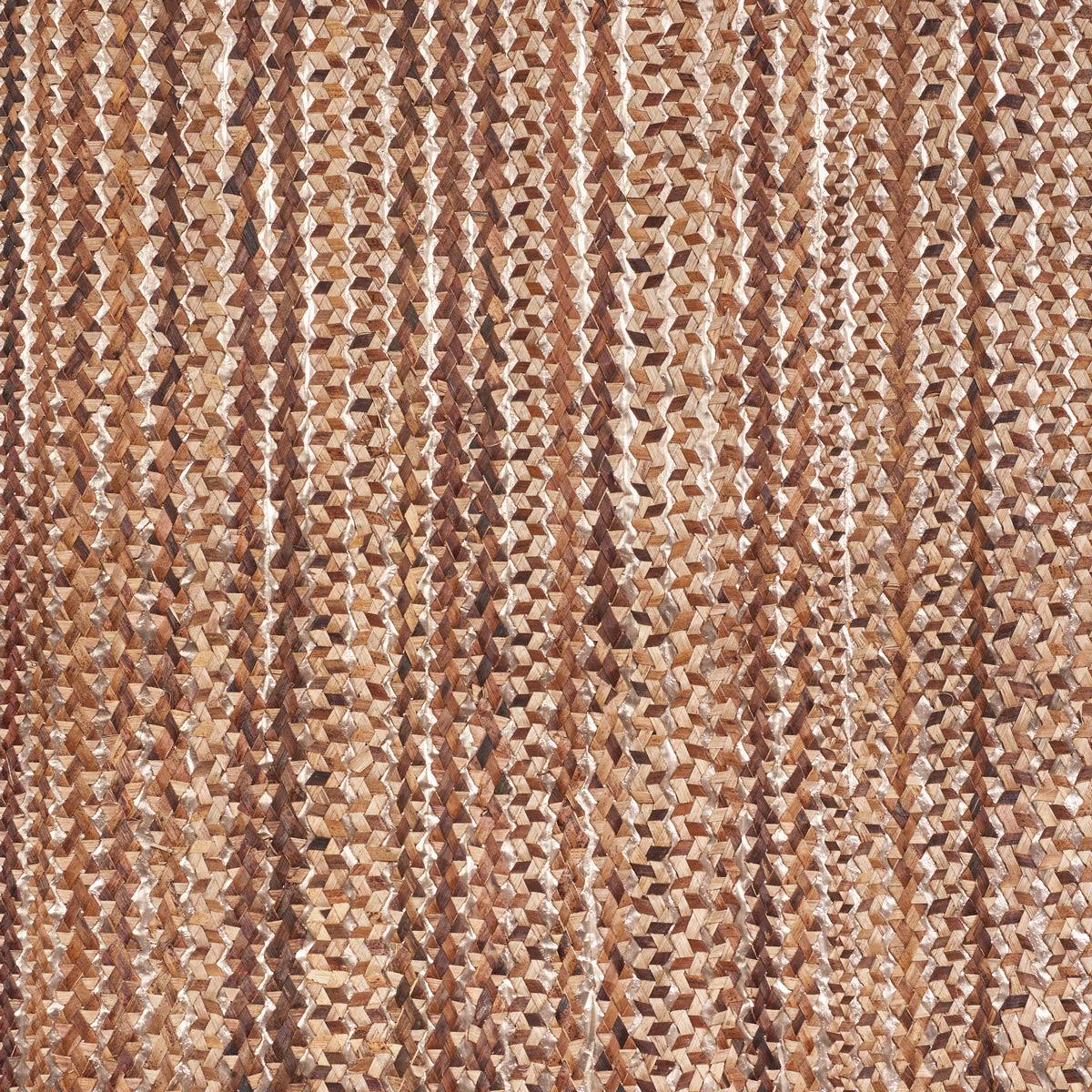 Braided Bacbac Shimmer wallpaper in copper color - pattern number 5010210 - by Schumacher in the Copacabana collection