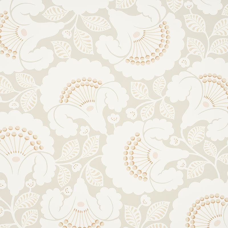 Jackie wallpaper in neutral color - pattern number 5010372 - by Schumacher in the Wallflowers collection