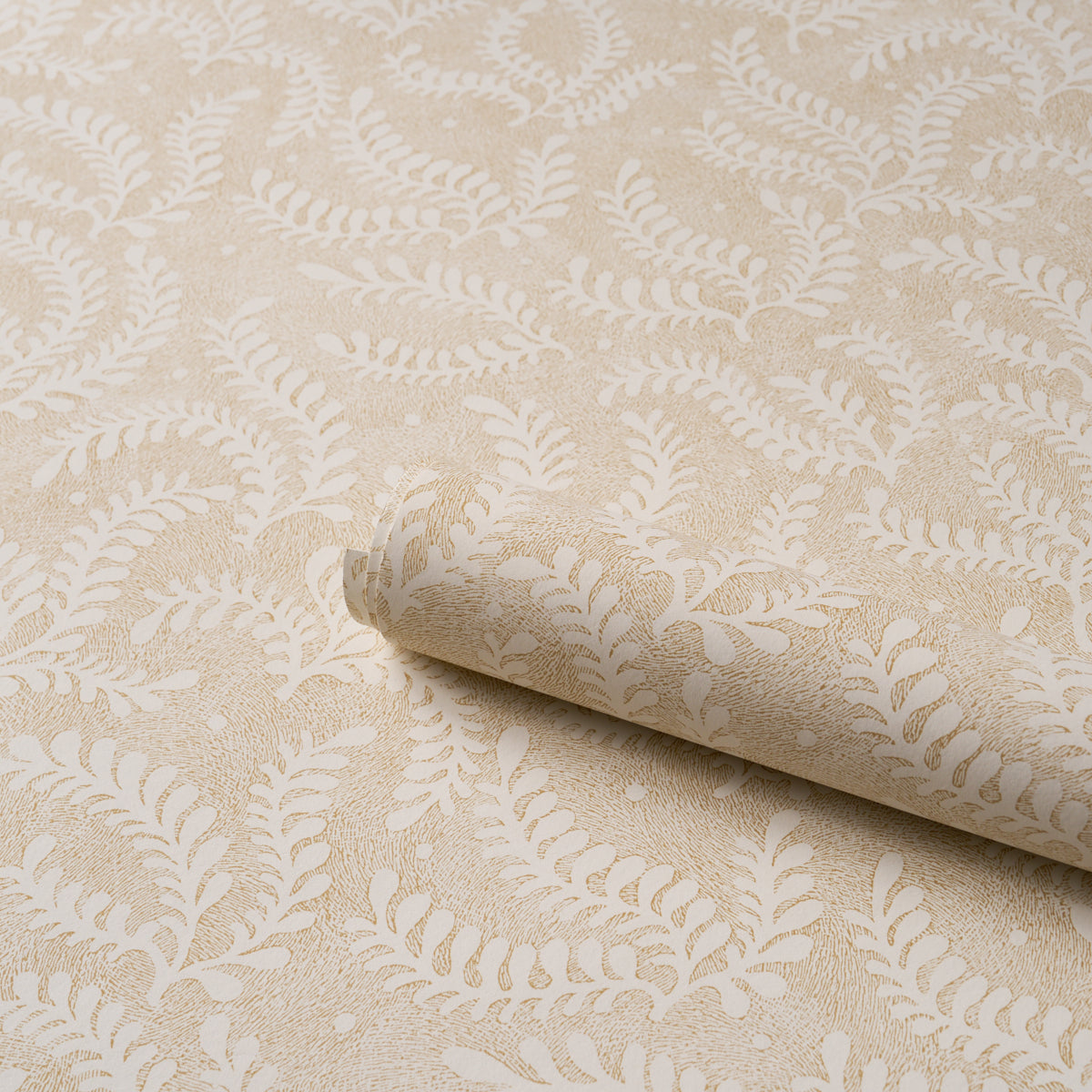 Etched Fern Wallpaper in ochre color - pattern number 5010386 - by Schumacher in the Perennial Favorites collection