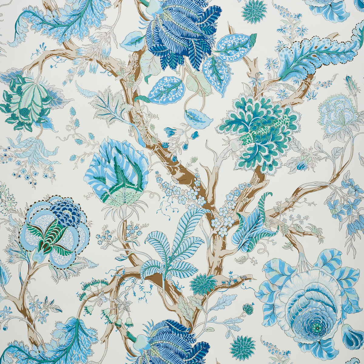 Indian Arbre fabric in peacock and emerald color - pattern number 5010492 - by Schumacher in the Signature Schumacher collection