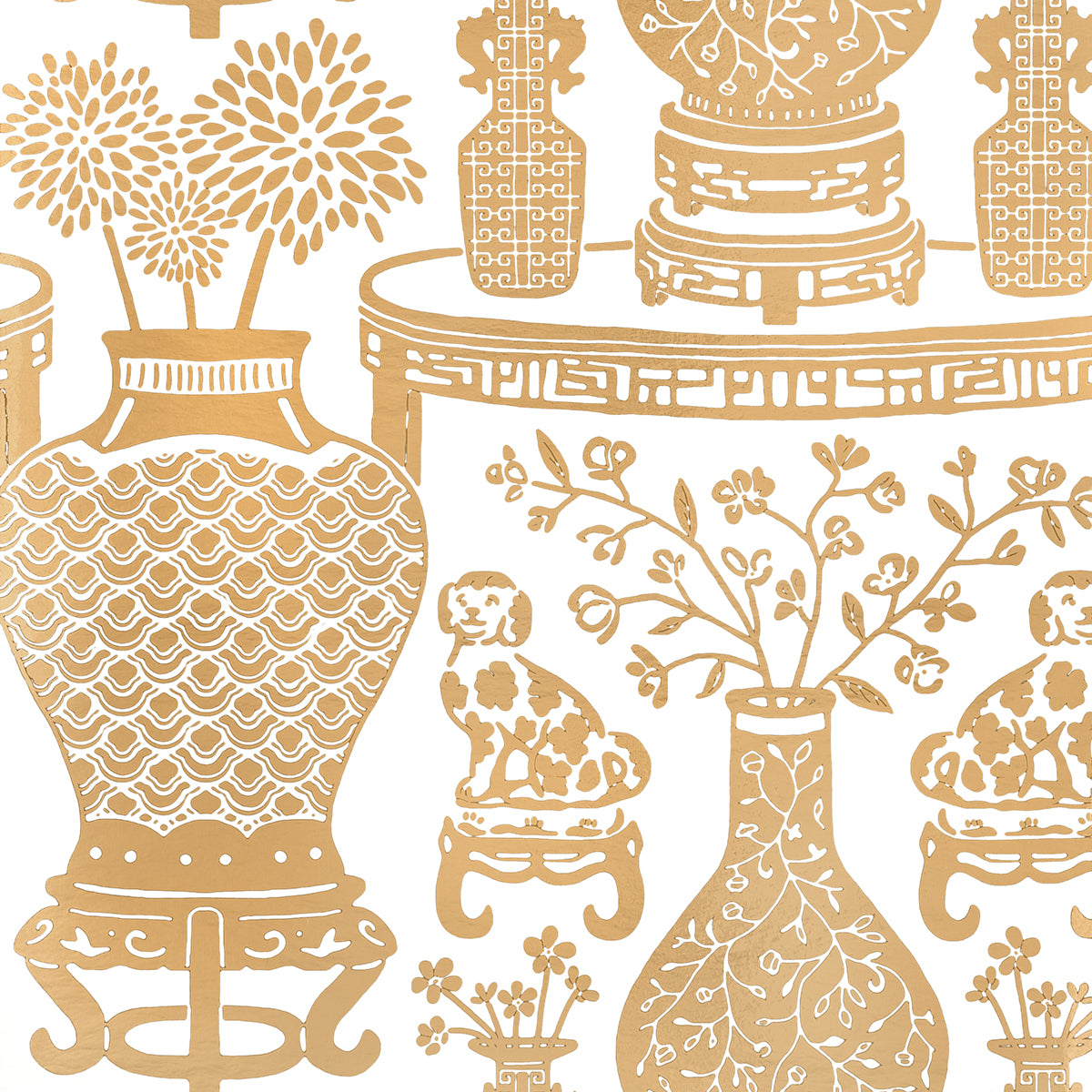 Hellene Mylar wallpaper in gold color - pattern number 5010611 - by Schumacher in the Moon River collection