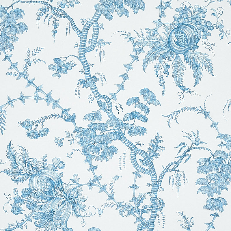 San Cristobal Toile wallpaper in peacock color - pattern number 5010620 - by Schumacher in the Signature Schumacher collection