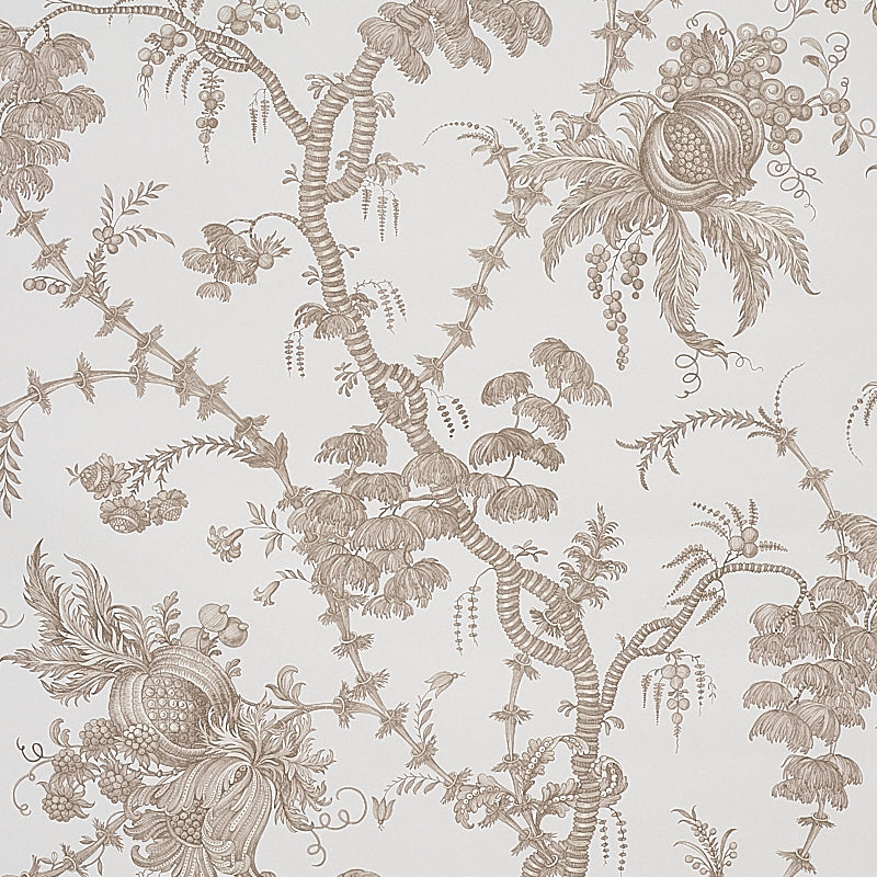 San Cristobal Toile wallpaper in cocoa color - pattern number 5010621 - by Schumacher in the Signature Schumacher collection