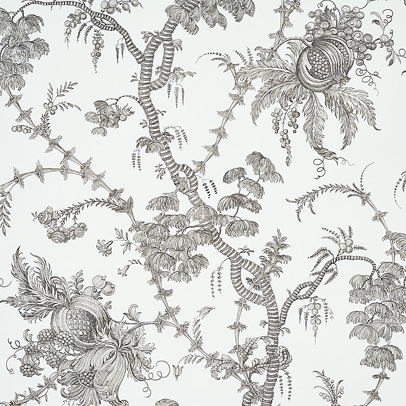 San Cristobal Toile wallpaper in black color - pattern number 5010622 - by Schumacher in the Signature Schumacher collection