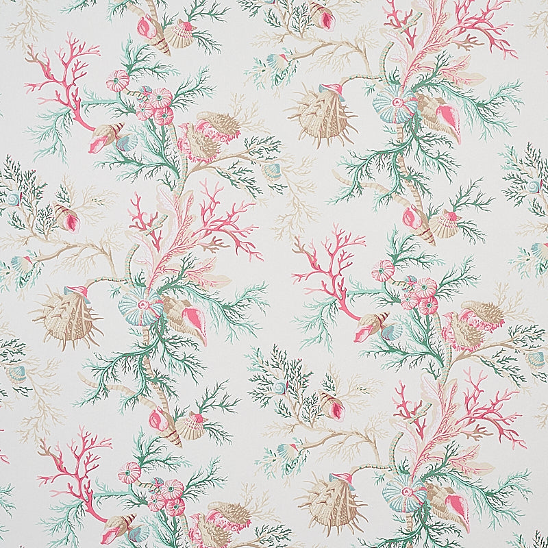 Del Tesoro wallpaper in pink and aqua color - pattern number 5010651 - by Schumacher in the Signature Schumacher collection