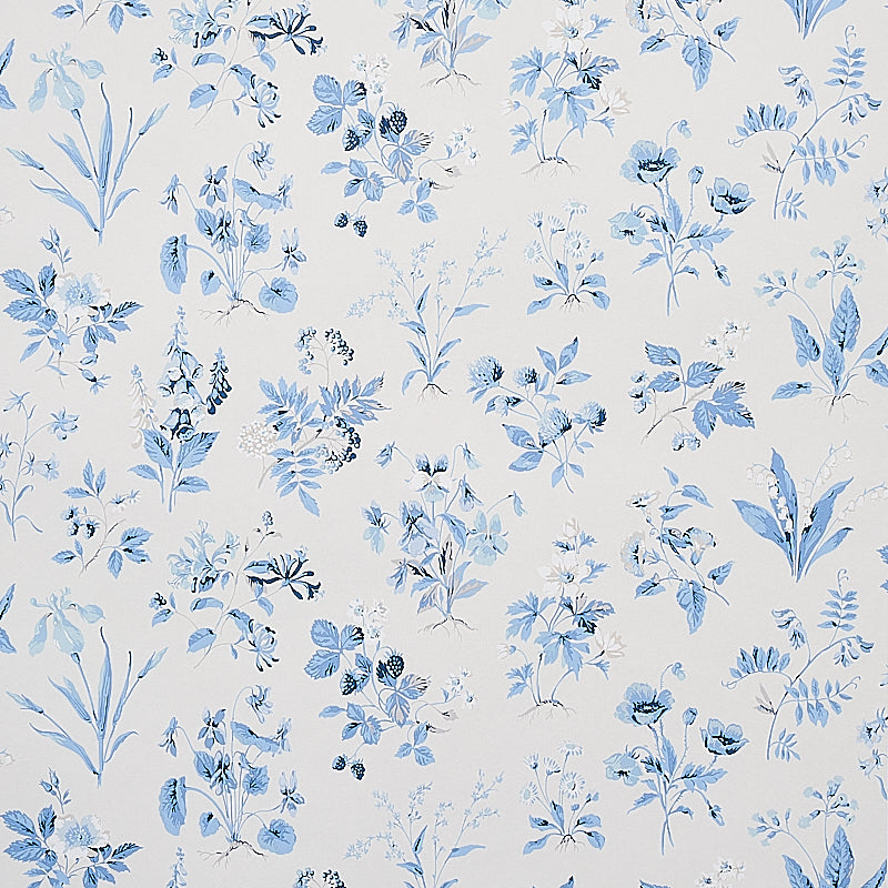 Floreana wallpaper in blue color - pattern number 5010681 - by Schumacher in the Signature Schumacher collection