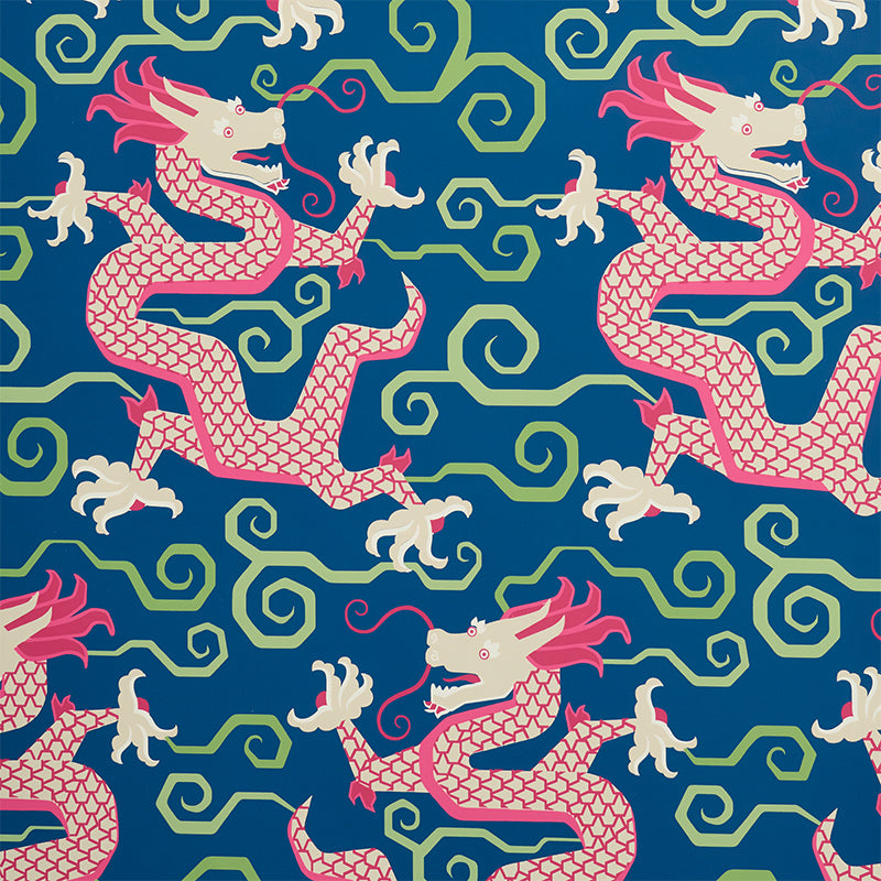 Bixi wallpaper in sapphire color - pattern number 5010731 - by Schumacher in the Fire Breather collection