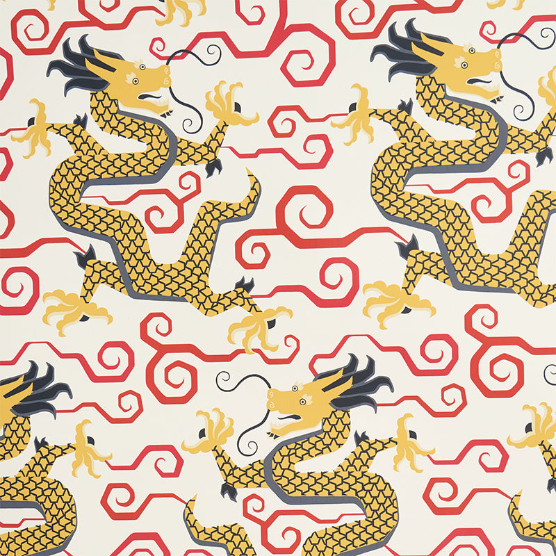 Bixi wallpaper in gold color - pattern number 5010732 - by Schumacher in the Fire Breather collection