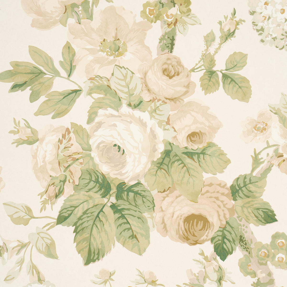 Nancy Floral Wallpaper in Ivory color - pattern number 5010842 - by Schumacher in the Schumacher Classics collection